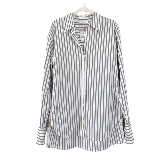 A.L.C. Wharton Striped Poplin Button Down Top Size 6 NWT - Picture 3 of 4